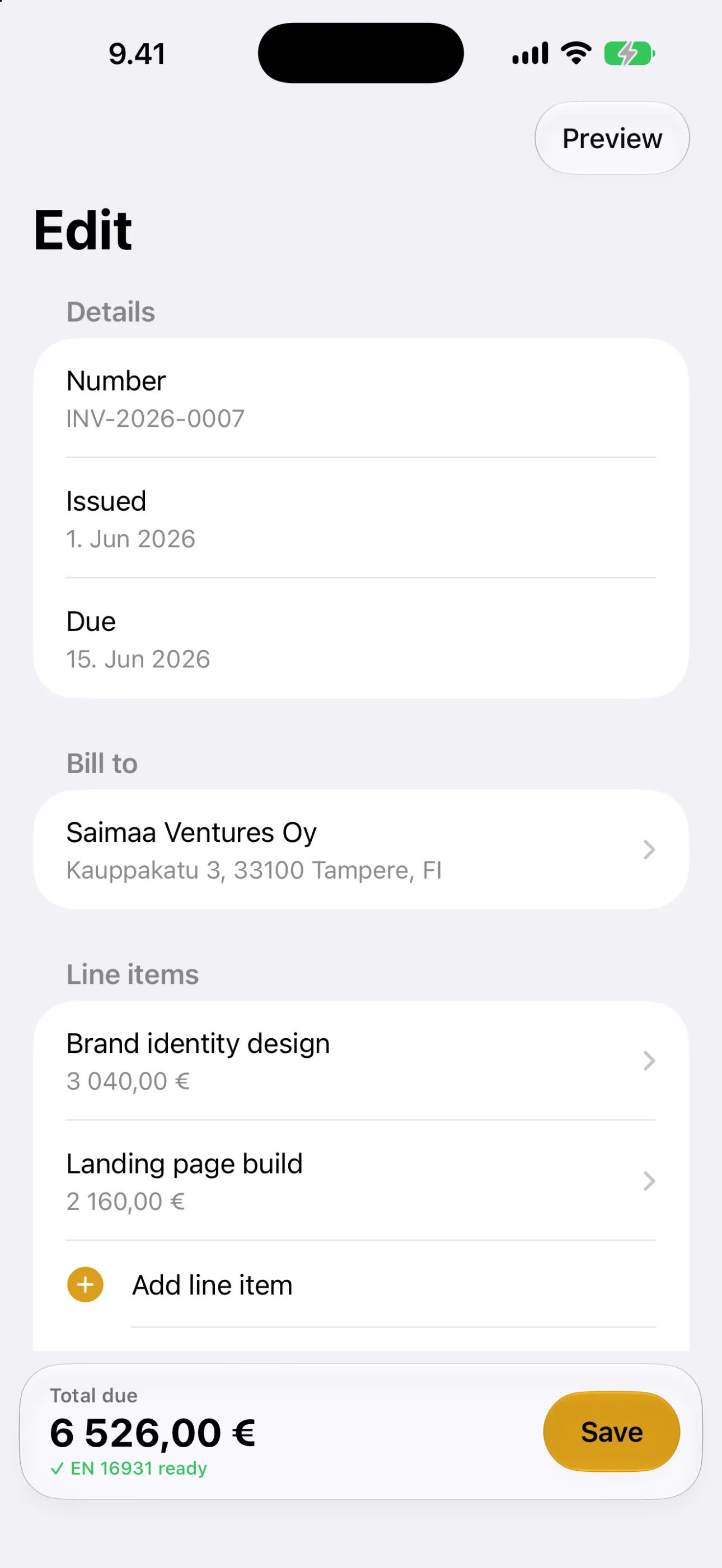 Pay Day — Building line items and VAT