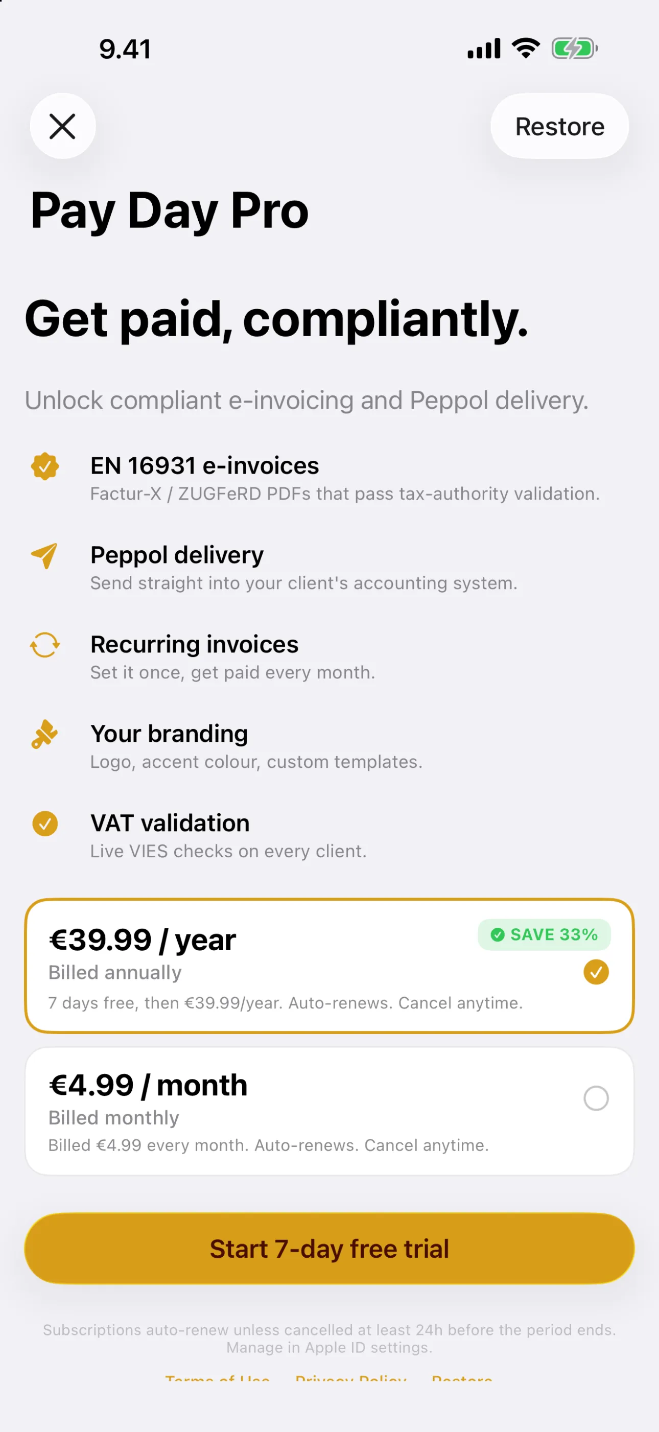Pay Day — Pro and Peppol credit packs