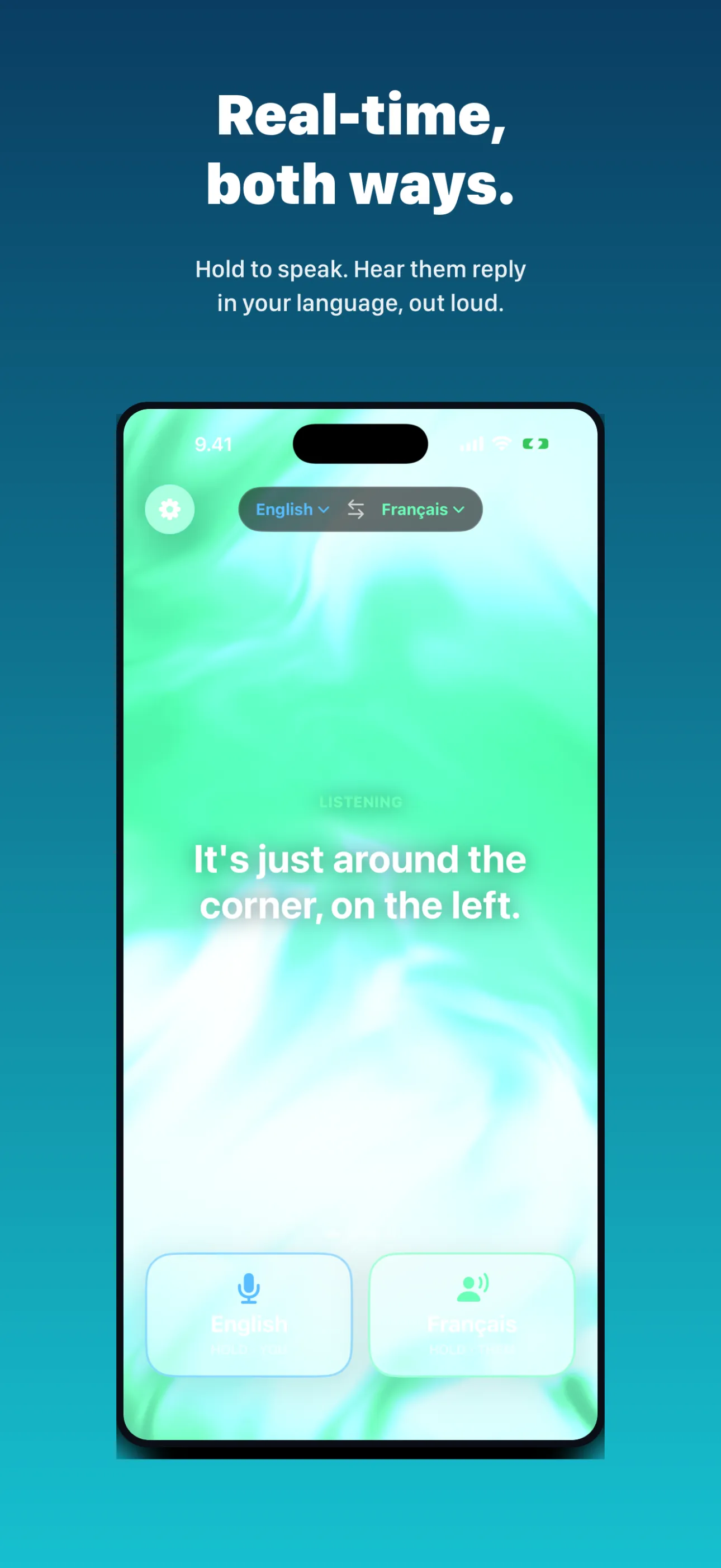 Psybeam — Hold to speak in your language