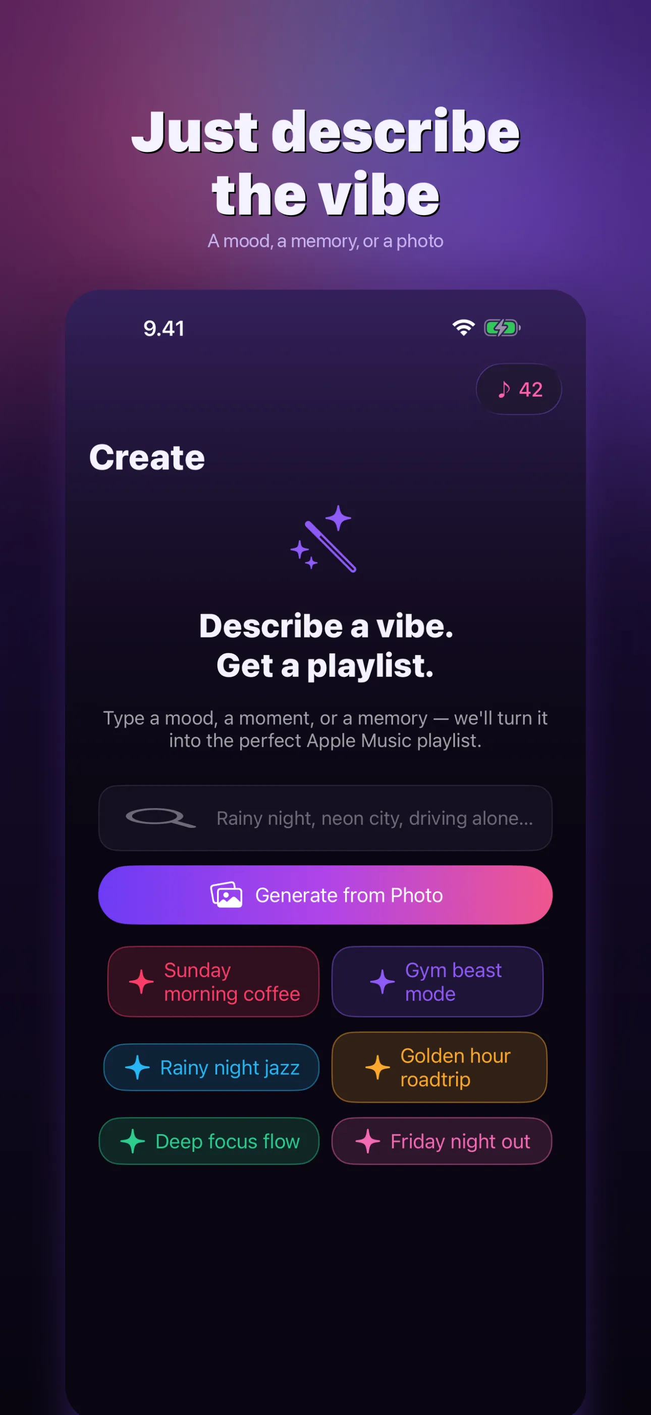 Psywave — Describe a mood or pick a photo