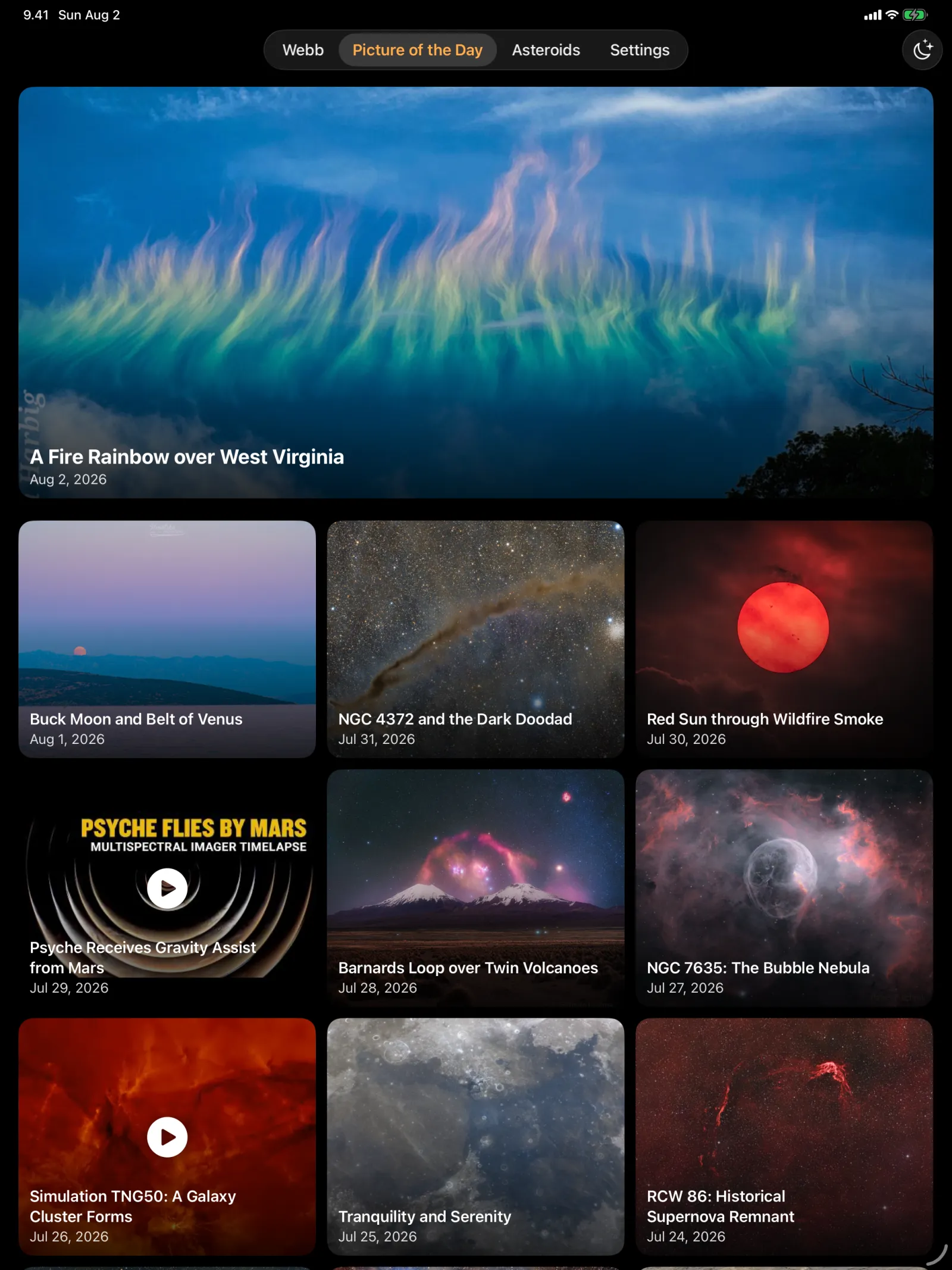 Solar Beam — NASA’s Picture of the Day with its archive grid
