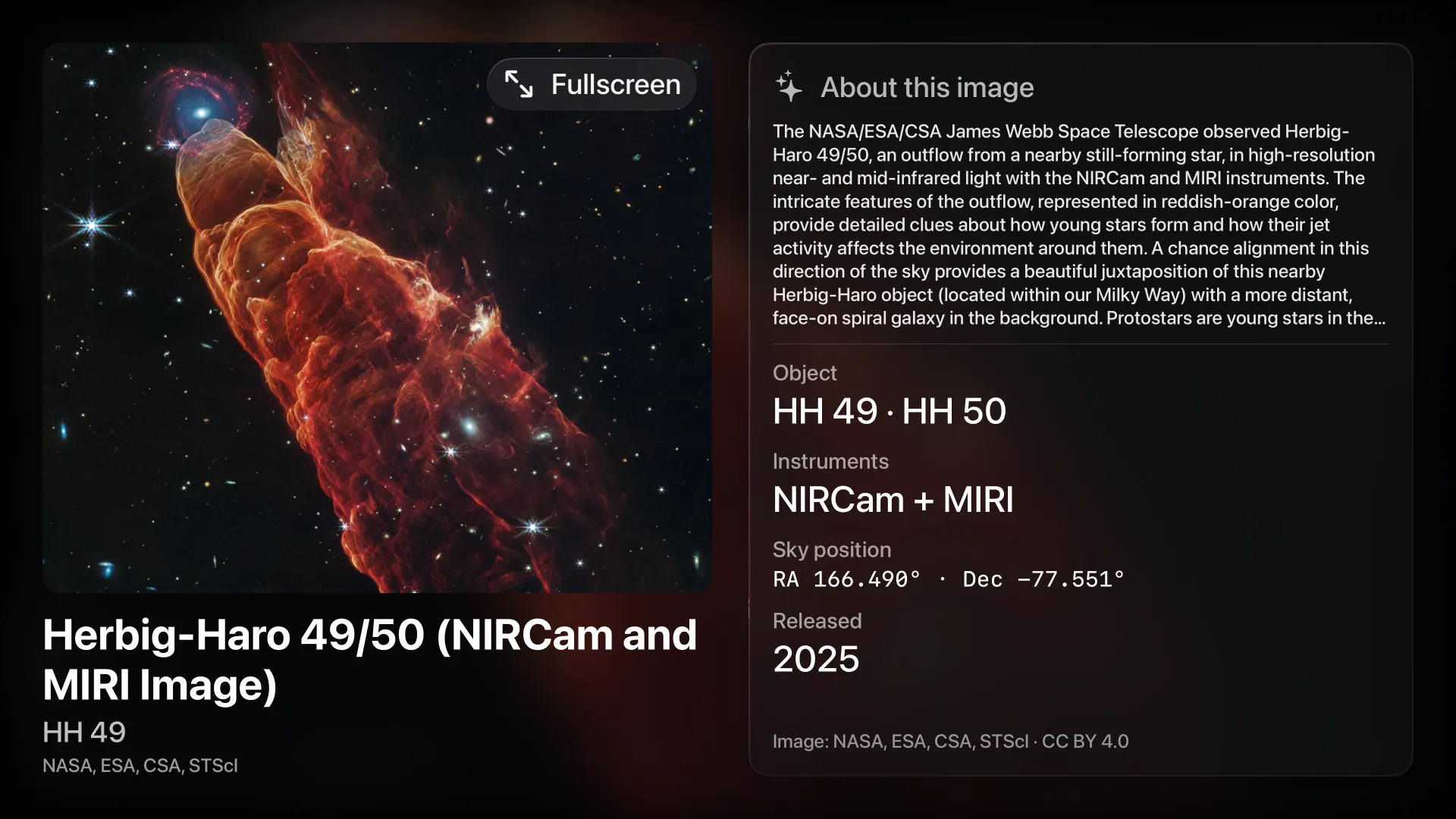Solar Beam — Caption, sky position and credit for every image