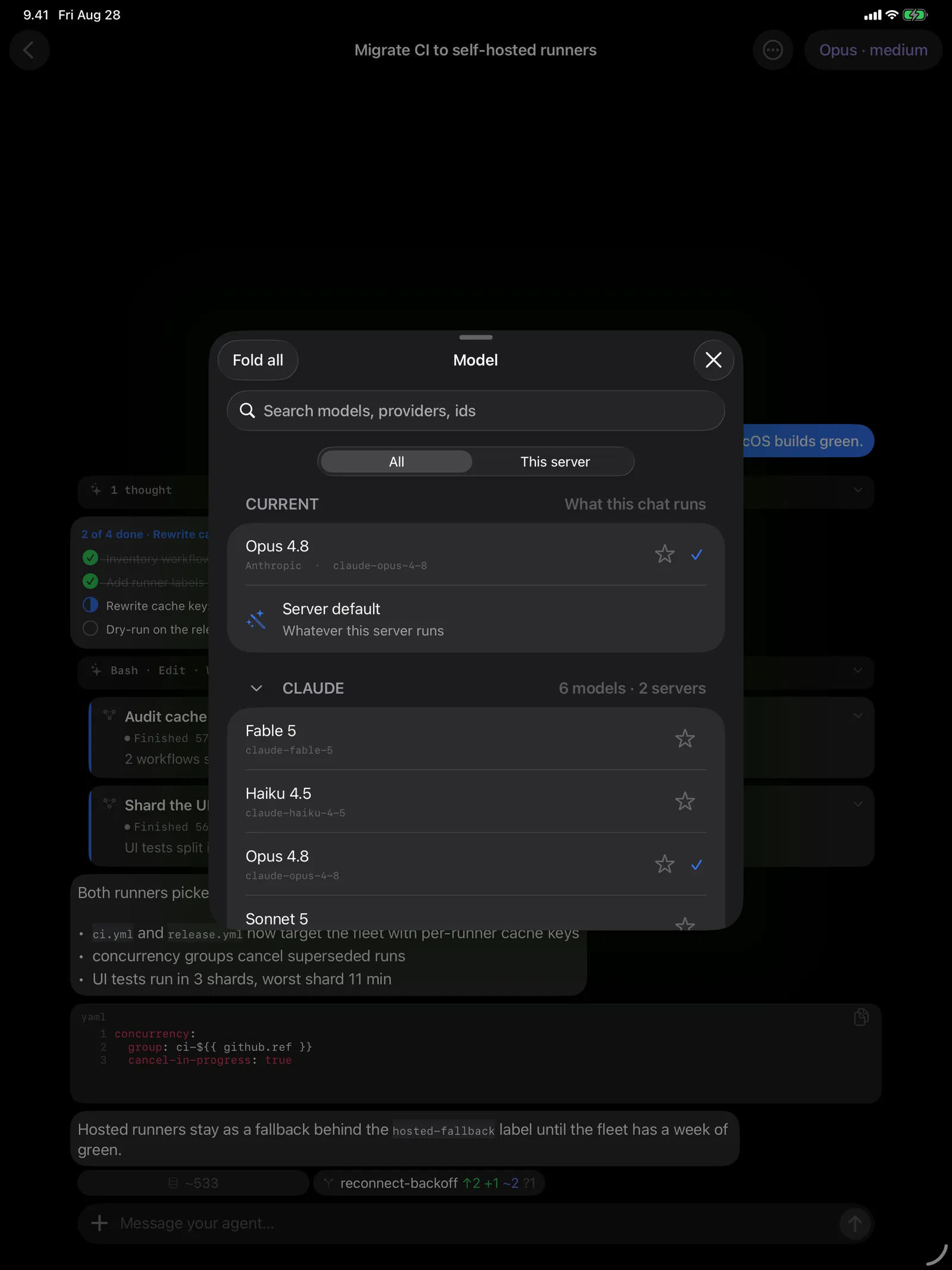 Tailscode on iPad: The model directory: every provider's catalog, starred and searchable