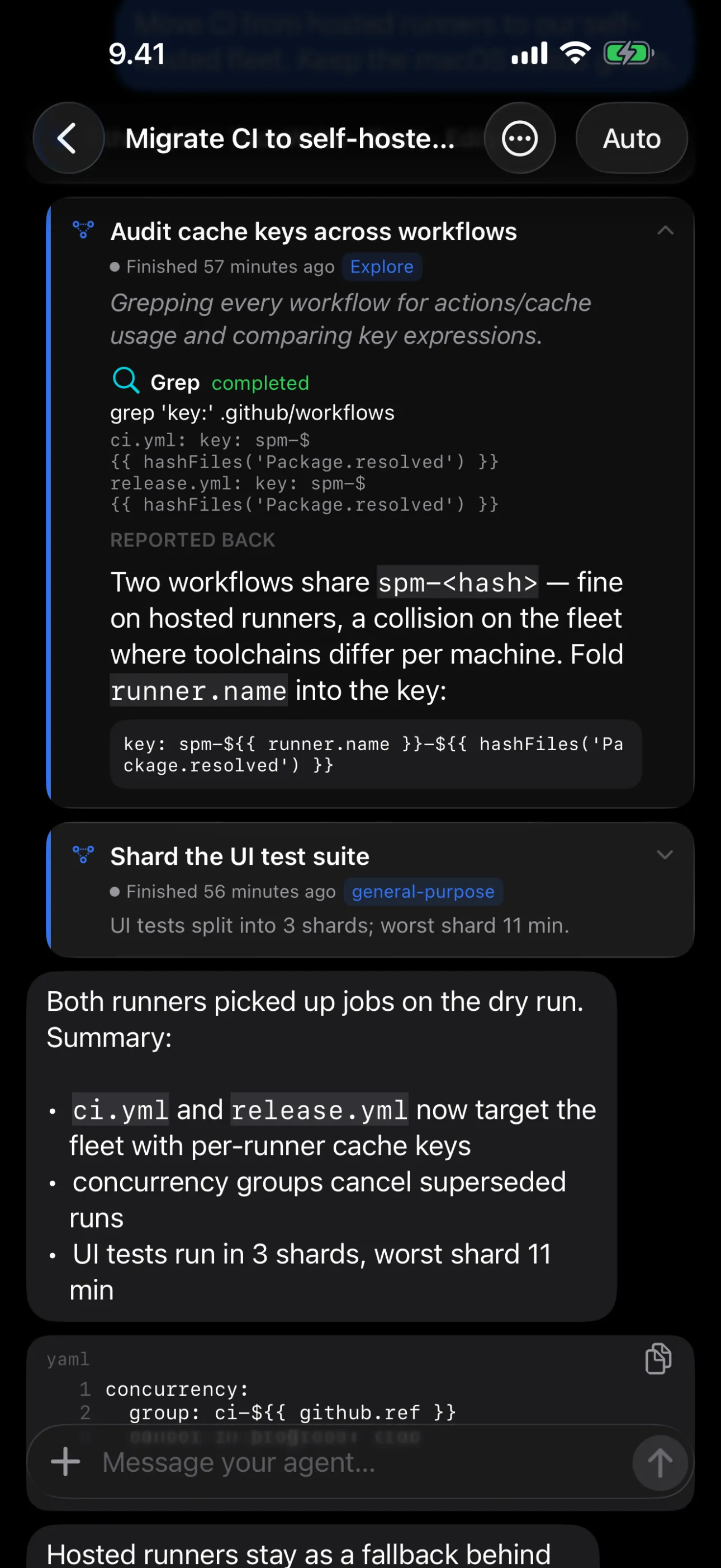 Tailscode — The subagents it spawns open in place, with what each one reported back