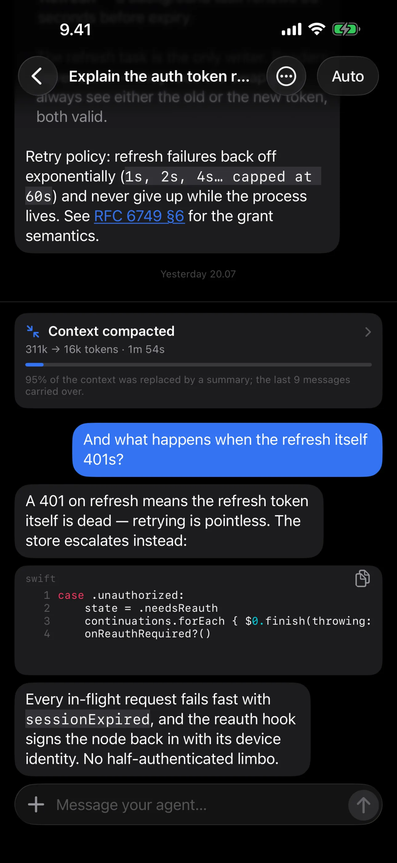 Tailscode — Context compacted, not lost — and you can read exactly what it kept